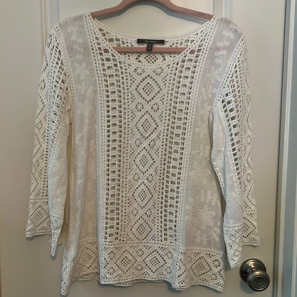 Blue Tassel lace top size XS like new